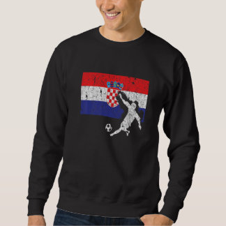 Sweatshirt Drapeau de Croatie, Vintage en état de détresse Pr
