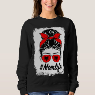 Sweatshirt Drapeau de l'Albanie Maman albanaise Chignon décoi