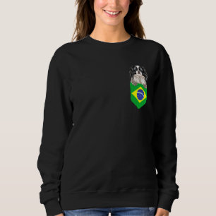 Sweatshirt Drapeau du Brésil Japanese Chin en poche