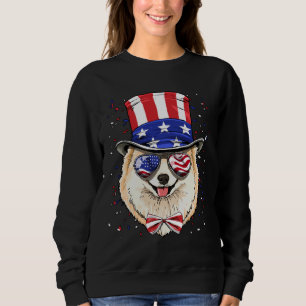 Sweatshirt Drapeau Poméranien 4 juillet américain Chien Usa