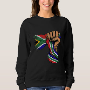 Sweatshirt Drapeau sud-africain ancien tenu à la main Drapeau