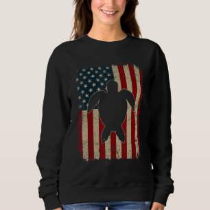 Sweatshirt Drapeau USA Vintage Tortue Amateur D'animaux Gardi