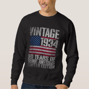 Sweatshirt Drapeau vintage 1934 Limited Edition 90 ans Old US