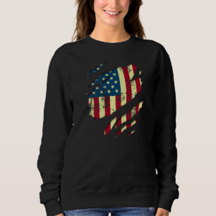 Sweatshirt Drapeau vintage américain 4 juillet Torn S Patriot