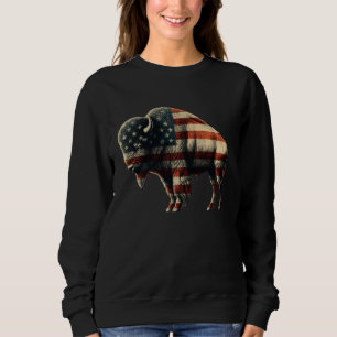 Sweatshirt Drapeau vintage américain Bison Buffalo Animal Men