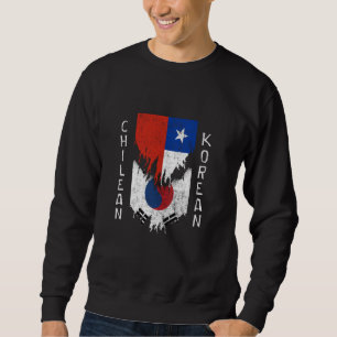 Sweatshirt Drapeaux chiliens coréens arrachés Chili Corée du 