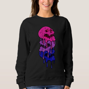 Sweatshirt Drapeaux de bisexualité de crânes qui dégoulinent