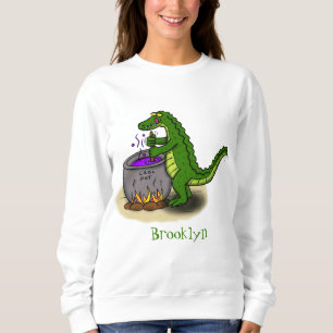 Sweatshirt Drôle alligator vert cuisine dessin animé