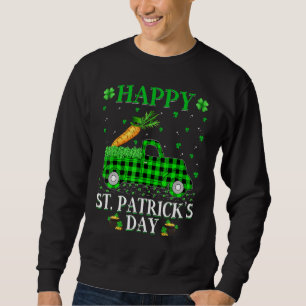 Sweatshirt Drôle Buffalo Plaid Green Truck Carrot St Patrick