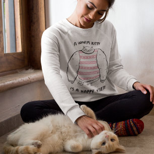 Sweatshirt Drôle Chaud Chaud Happy Kitty dans les vêtements C