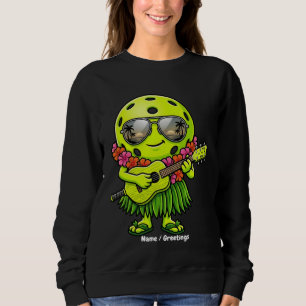 Sweatshirt Drôle de mascotte hawaïenne de pickleball en hula