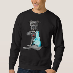 Sweatshirt Drôle Femme Chien Pitbull I Love Papa Tattoo
