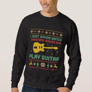 Sweatshirt Drôle laide de Noël Jouer de la musique de guitare