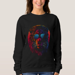 Sweatshirt Drôle Lion Cool Amoureux des animaux Art Rétro Cha