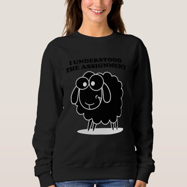 Sweatshirt Drôle Mouton Noir J'Ai Compris L'Affectation Soci (Devant)