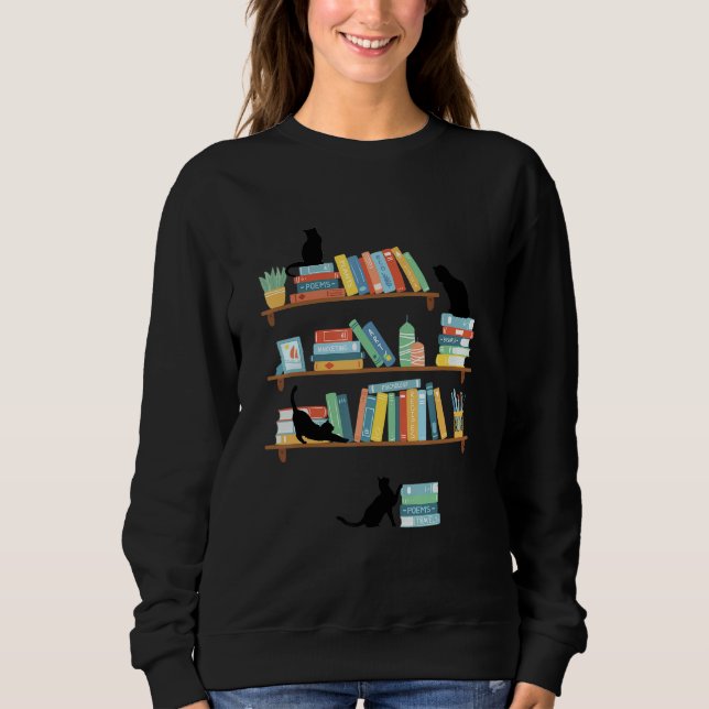 Sweatshirt Drôle Naughty Chat Et Lecteur De Livre Lady Kitten (Devant)