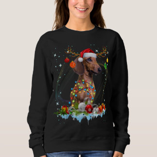 Sweatshirt Drôle Père Noël Dachshund Reindeer Noël clair