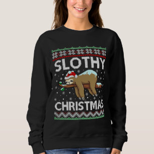 Sweatshirt Drôle Slothy Noël Santa Hat Ugly