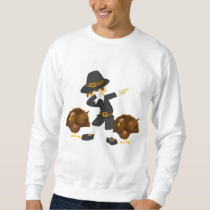 Sweatshirt Drôle Thanksgiving Dabbing Pilgrim & Turkey Dab