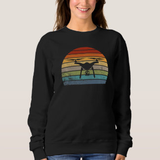 Sweatshirt Drone vintage Rétro Drone Silhouette Aéronef Quad