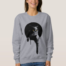 Sweatshirt du chat des femmes : Pochoir "traînant