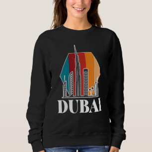 Sweatshirt Dubaï Retro Skyline Burj Khalifa United Arab Emira