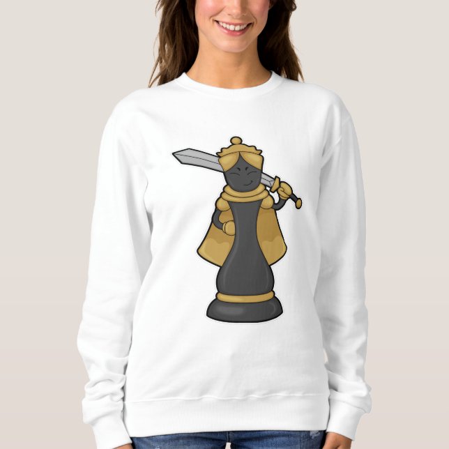 Sweatshirt Échecs Queen au jeu d'échecs avec épée (Devant)