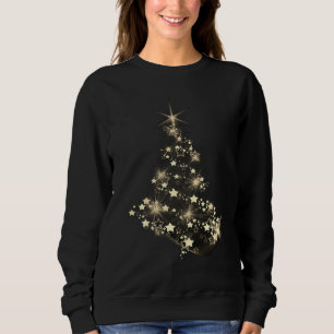 Sweatshirt Éclat doré des étoiles sur l'arbre de Noël sombre 