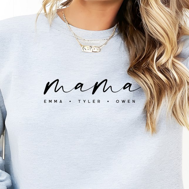 Sweatshirt Écriture Moderne “Maman” Noms d'Enfants, Cadeau po (Créateur téléchargé)