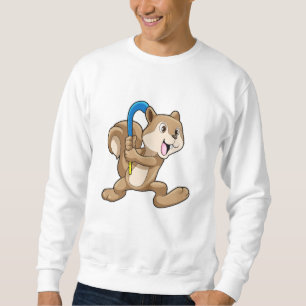 Sweatshirt Écureuil au hockey sur gazon avec bâton de hockey