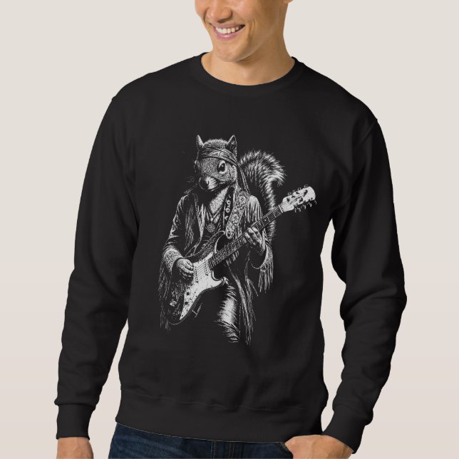 Sweatshirt Écureuil Psychedelique à la Guitare - Rock Vintage (Devant)