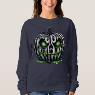 Sweatshirt Éffrayant Halloween Citrouille noir et blanc Squel