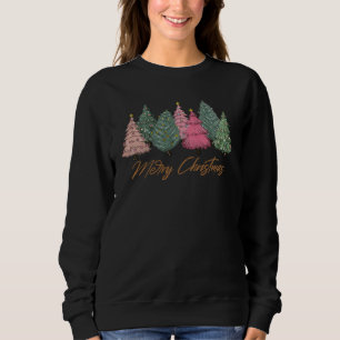 Sweatshirt Elégante aquarelle Noël Arbres Joyeux Noël