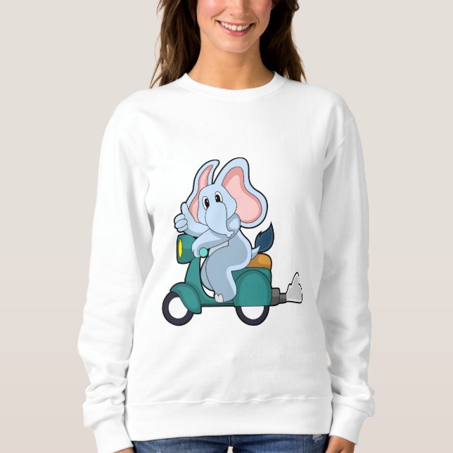 Sweatshirt Elephant comme vélo avec scooter (Devant)