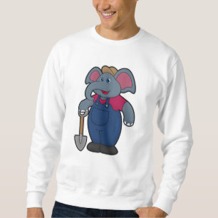 Sweatshirt Elephant en tant que fermier avec Shovel