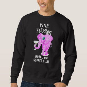 Sweatshirt Eléphant Rose De Couleur Avec Martini Verre