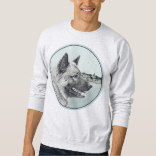 Sweatshirt Elkhound norvégien à la peinture de village - Chie