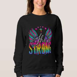 Sweatshirt Elle est forte Proverbes 31 25 Ailes colorées  Chr