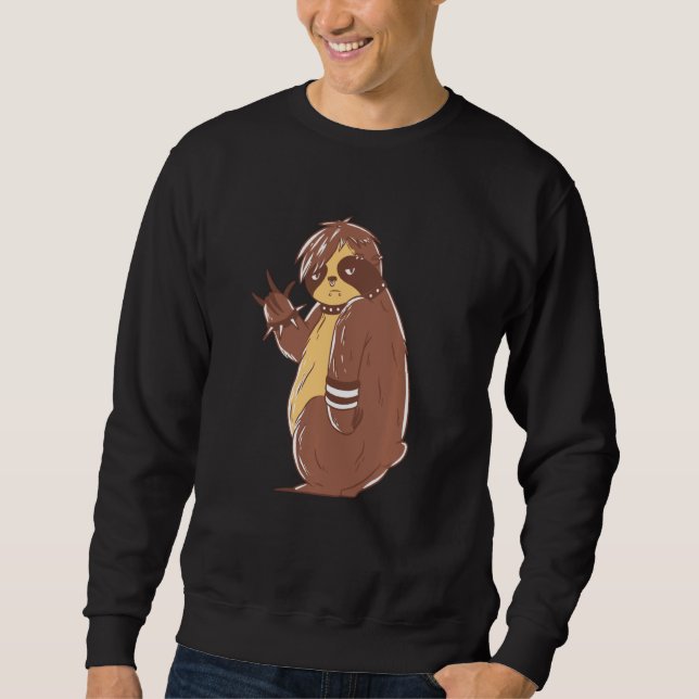 Sweatshirt Emo Sloth Funny Rock Et Roll (Devant)