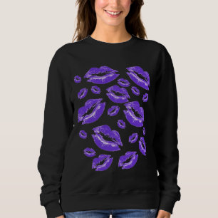 Sweatshirt Empreinte de lèvre bleu foncé, flirtation amusante