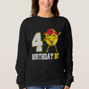 Sweatshirt Enfants 4 ans Dabbing Softball 4th Birthday Boy