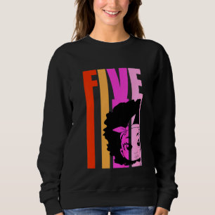 Sweatshirt Enfants 5 aujourd'hui Black Girl Queen Retro 5e Af