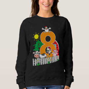 Sweatshirt Enfants Huitième 8e anniversaire ferme animal vach