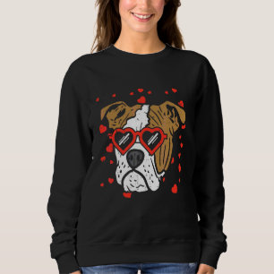 Sweatshirt English Bulldog Visage de lunettes de coeur Valent