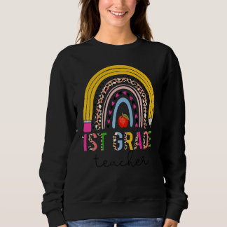 Sweatshirt Enseignant de 1re année Retour à l'école Arc-en-ci