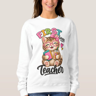 Sweatshirt Enseignant de Première Année | Adorable Chaton