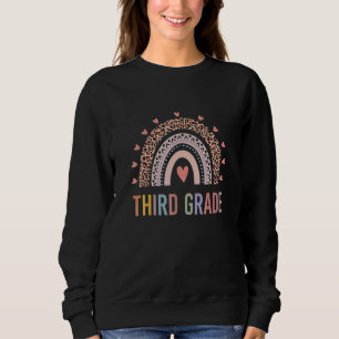 Sweatshirt Enseignant de troisième année Leopard arc-en-ciel