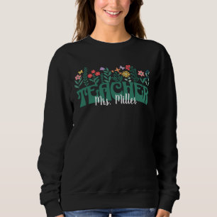 Sweatshirt Enseignant-Fleur sauvage sur mesure-Vintage Floral