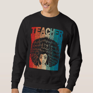 Sweatshirt Enseignante noire Afro Retro Mois de l'histoire no