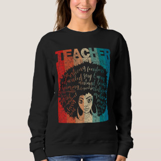 Sweatshirt Enseignante noire Afro Retro Mois de l'histoire no